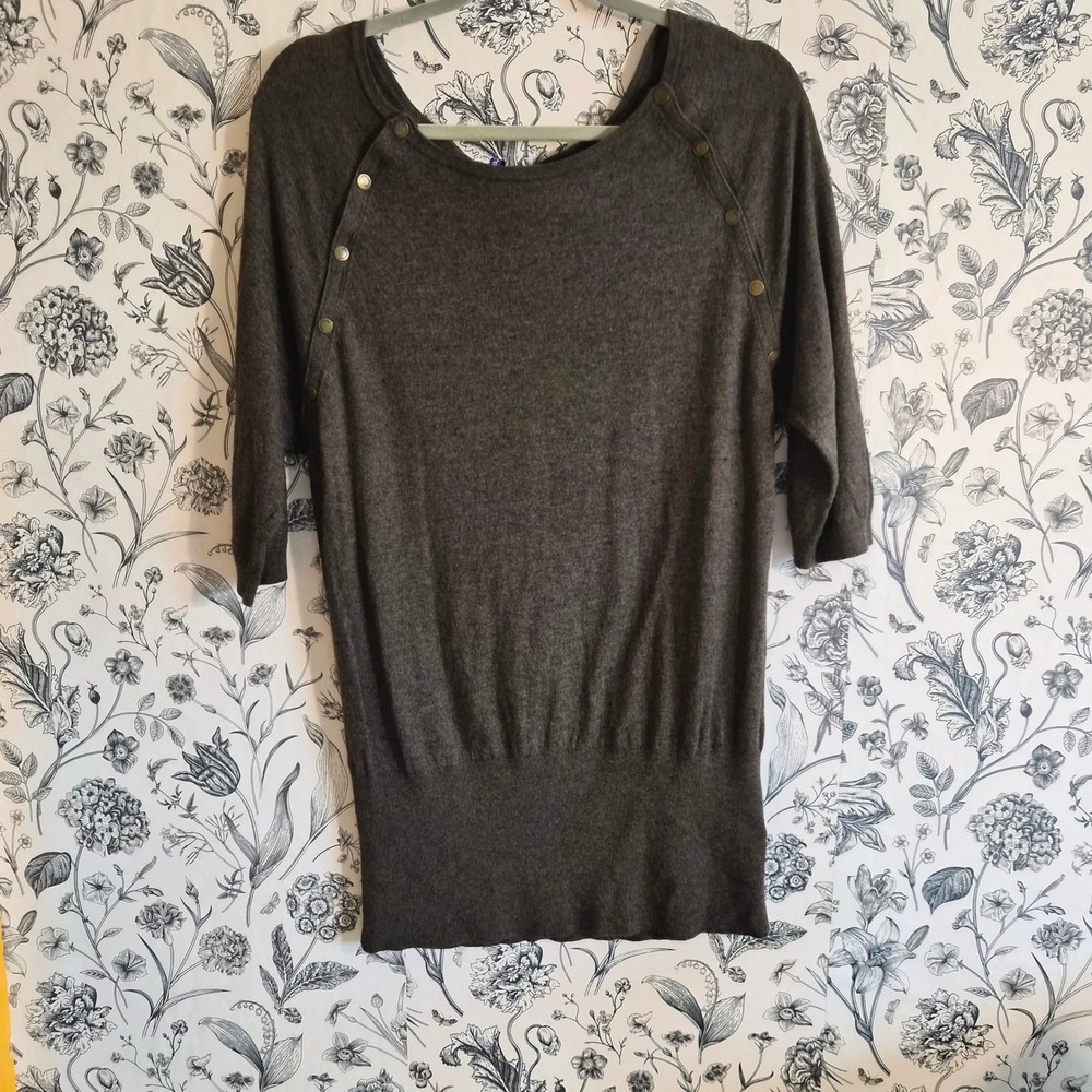 Seraphine Womens Medium Bamboo Wool Maternity Nursing Sweater Brown Cozy Fall
